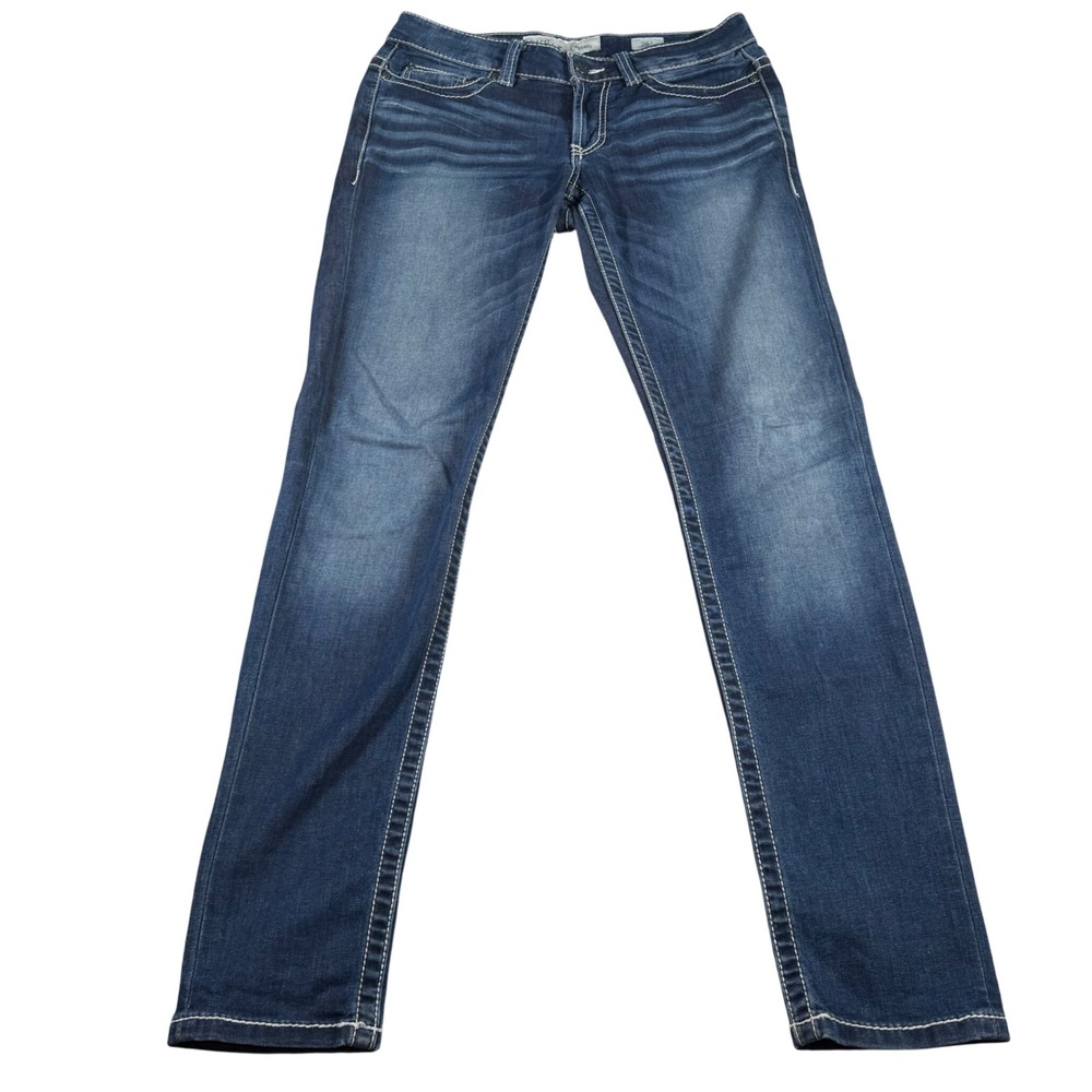 BKE Payton Slim Straight Jeans Womens 28L (FITS 31x32) Blue Stretch READ